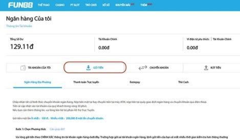 Nạp tiền vào nhà cái Fun88