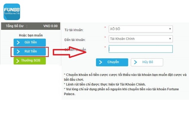 Điều kiện rút tiền từ nhà cái Fun88