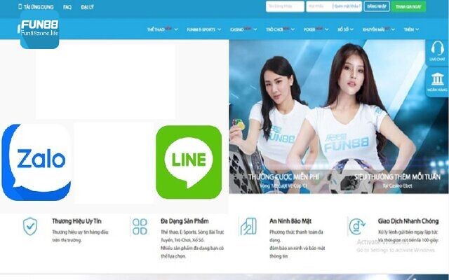 Liên hệ Fun88 bằng Line hoặc Zalo