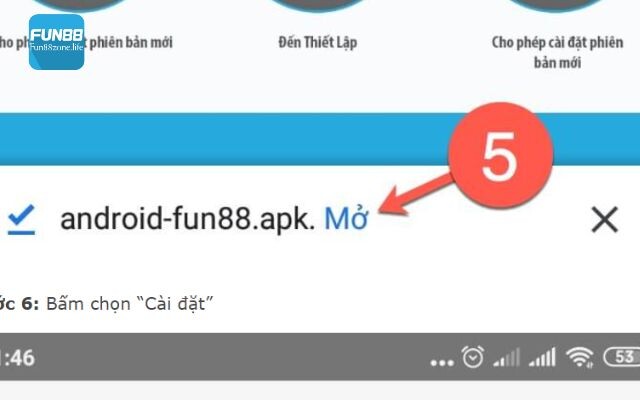 Mở ứng dụng Fun88 sau khi tải xong 